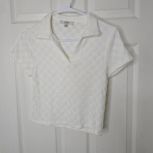Atlier Women's‎ Off White Basket Weave Short Sleeve Sweater XS